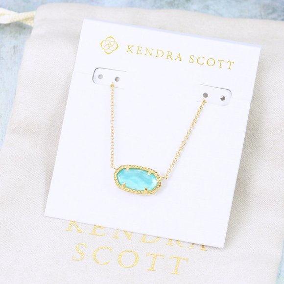 Kendra Scott Elisa Aqua Blue Illusion Necklace Gold Plated - Picture 1 of 7